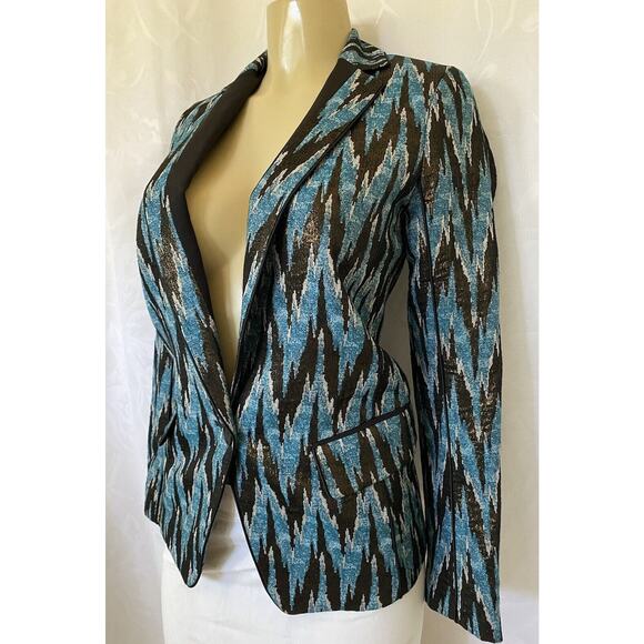 NWT Kimora Lee Simmons Sierra Jacket Blazer Blue Wave Graphic One Button… - Picture 2 of 6